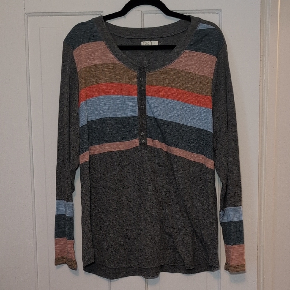 Maurices Gray and Black Henley Top